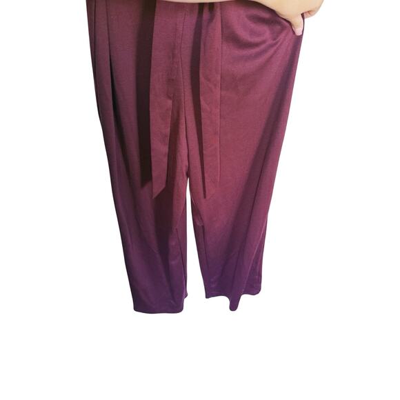 Worthington Belted V-Neck Jumpsuit 8 Wine Maroon Garnet Burgundy Event Holiday - Picture 6 of 6